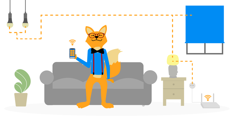 Das Bild zeigt, wie das IKEA Smart Home Gateway ermöglicht, dass verschiedene Smart-Home-Geräte mit der App bedient werden.